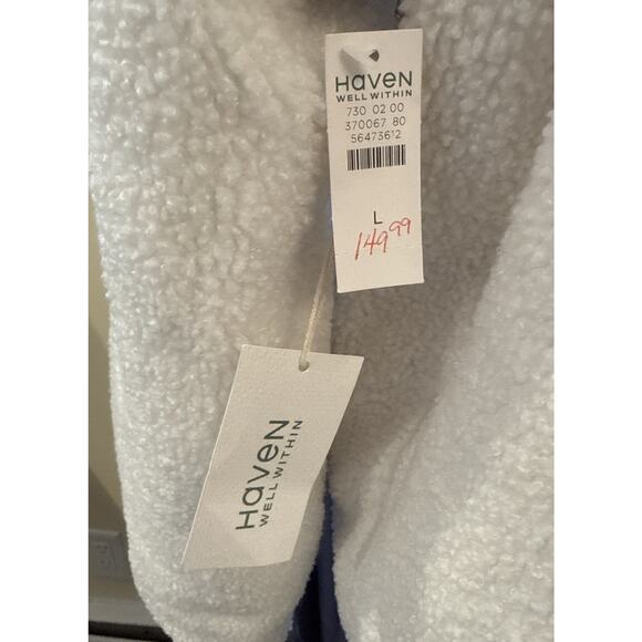 Haven Well Within Talbots White/ Ivory Reversible Sherpa Quilted Jacket Size L - Picture 7 of 9